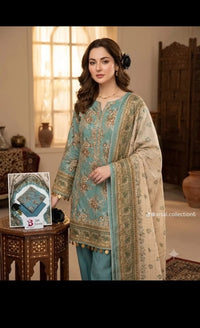 Aqua Pearl Printed Lawn Suit