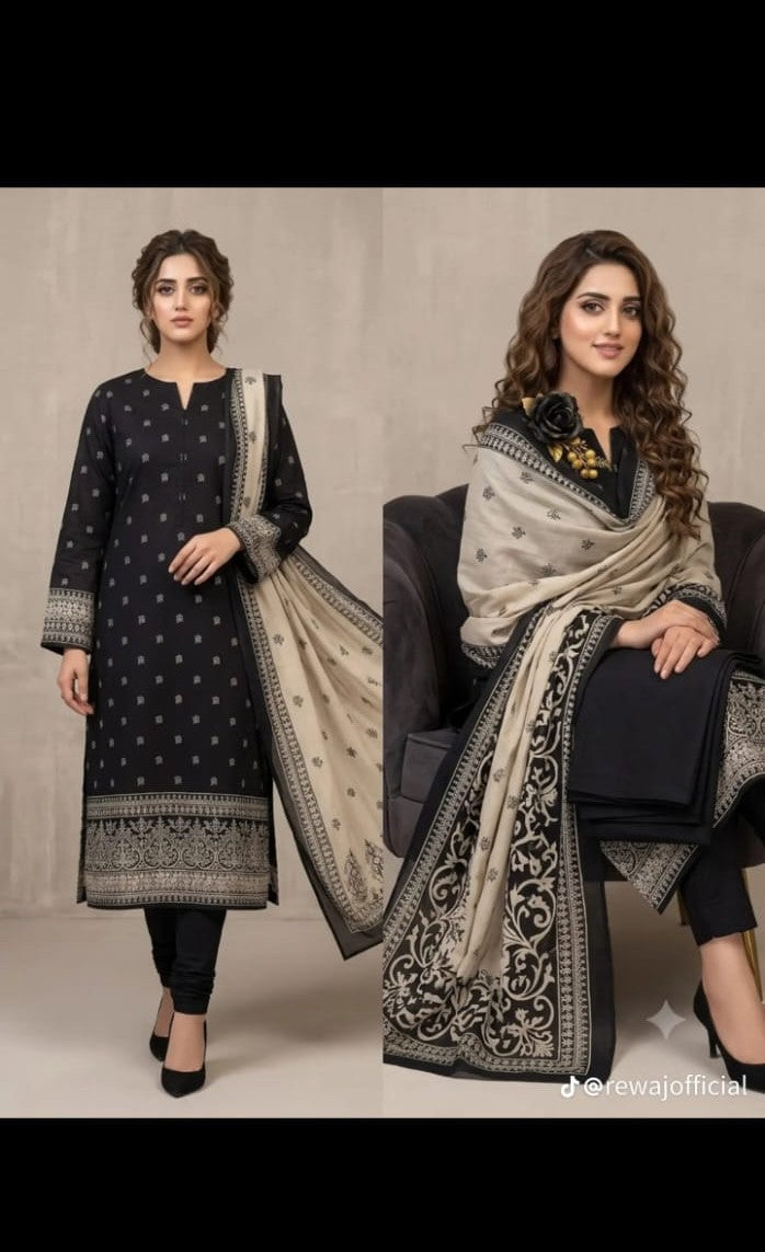 Noir Elegance Printed Lawn Suit