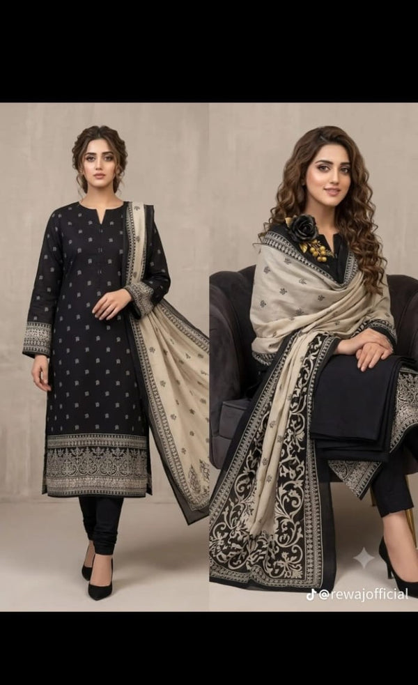 Noir Elegance Printed Lawn Suit