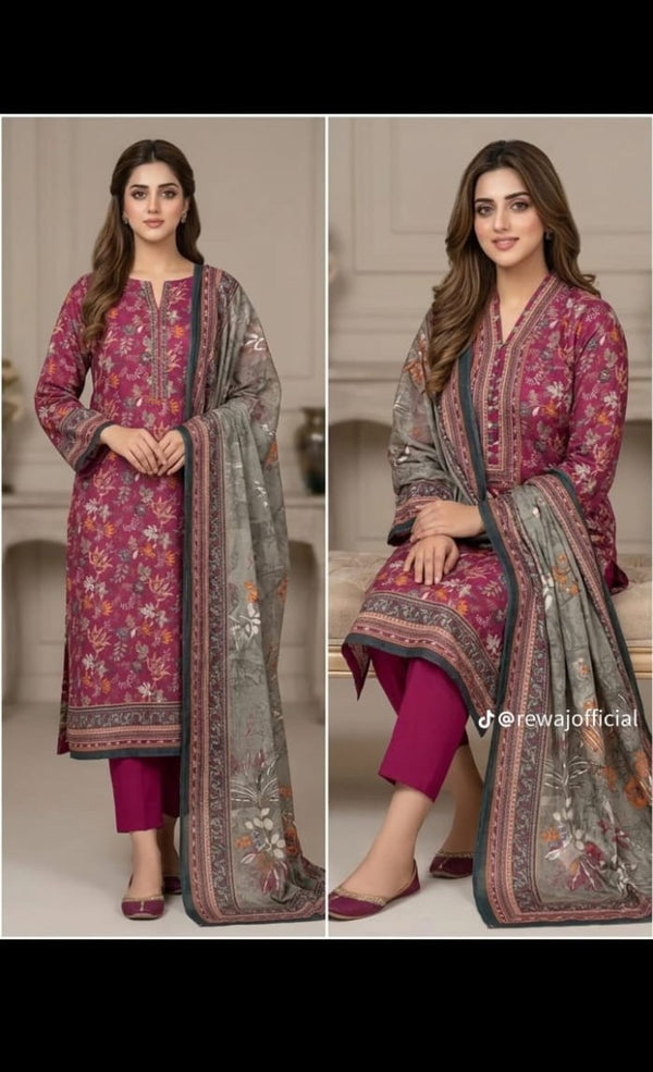 Berry Blossom Printed Lawn Suit