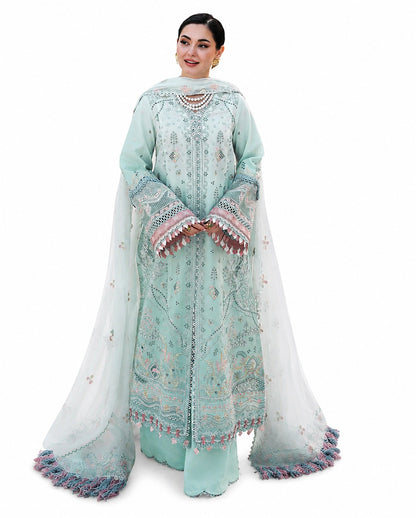Luxury Mint Green Embroidered 3-Piece Formal Suit with Embellished Dupatta