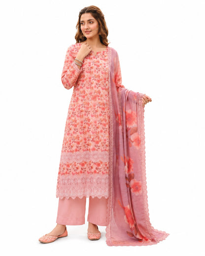 Blush Petals – Soft Pink Floral Printed Suit Set