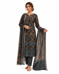 Midnight Elegance – Black Printed 3-Piece Lawn Suit