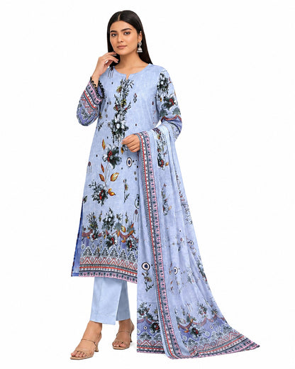 Sky Blossom – Powder Blue Floral Printed Three-Piece Suit