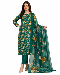 Emerald Garden – Floral Printed Green Three-Piece Suit
