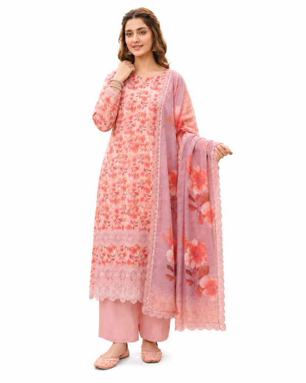 Blush Petals – Soft Pink Floral Printed Suit Set