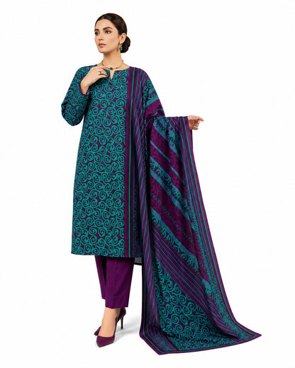 Royal Fusion – Teal & Purple Printed Three-Piece Suit