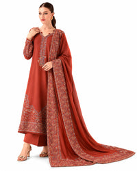 Rust Elegance – Embroidered Traditional Three-Piece Suit