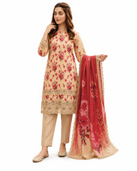 Crimson Bloom – Beige Floral Printed Suit Set