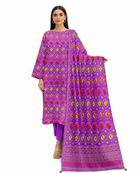 Royal Purple Printed Lawn Suit | Vibrant Ethnic 3 Piece Summer Collection