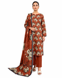 Rust Blossom Printed 3-Piece Lawn Suit