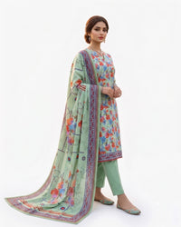 Mint Green Floral Printed Lawn Suit | Elegant 3 Piece Summer Collection