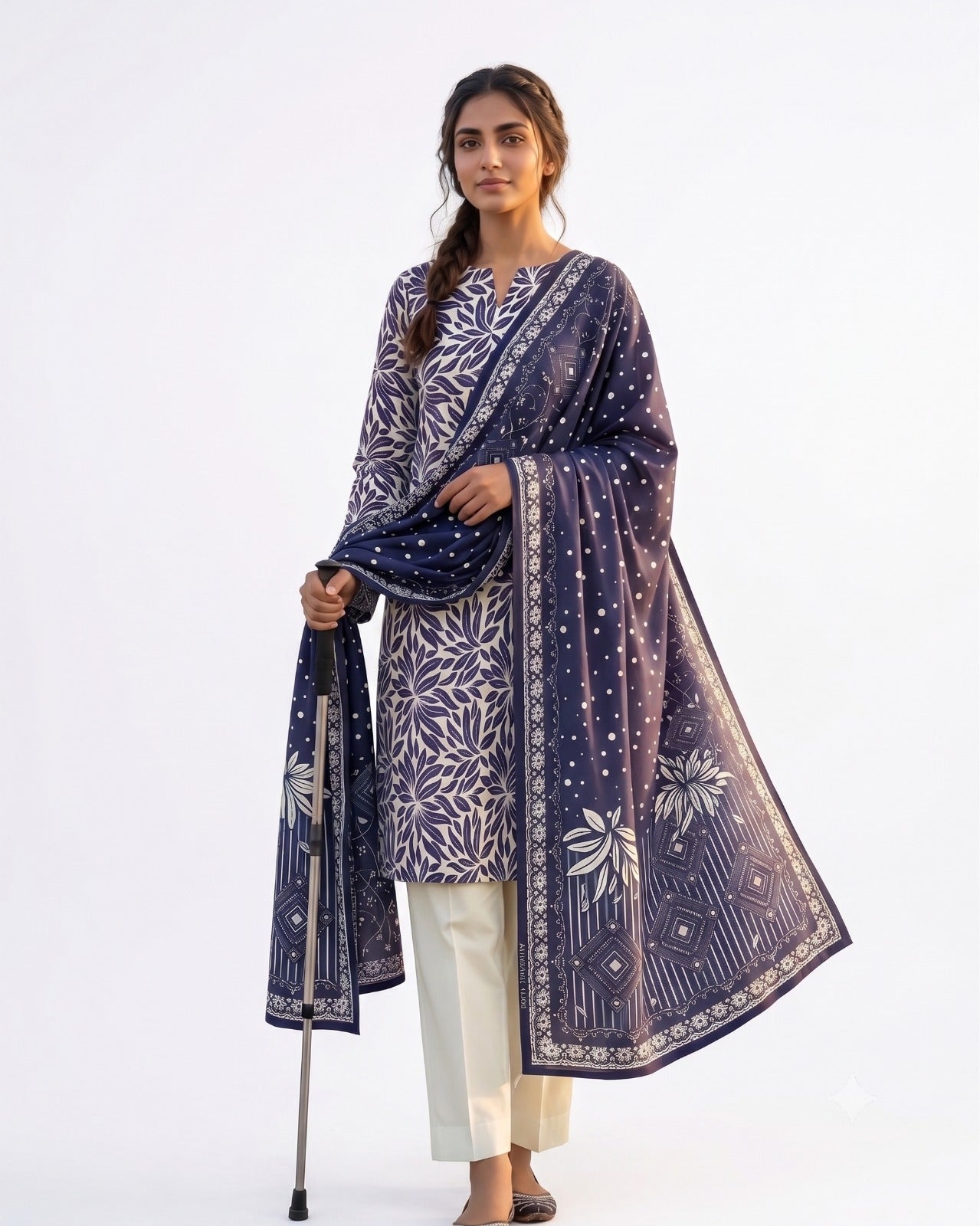 Midnight Indigo Printed 3-Piece Lawn Suit