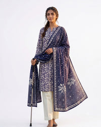 Midnight Indigo Printed 3-Piece Lawn Suit