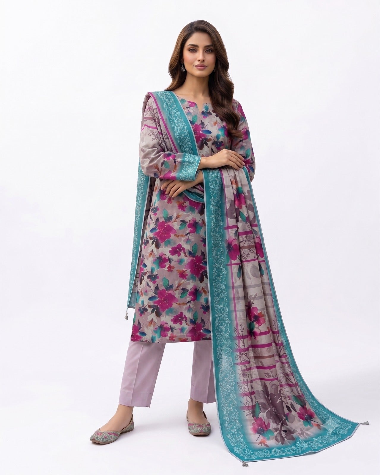 Blossom Breeze Printed 3-Piece Lawn Suit