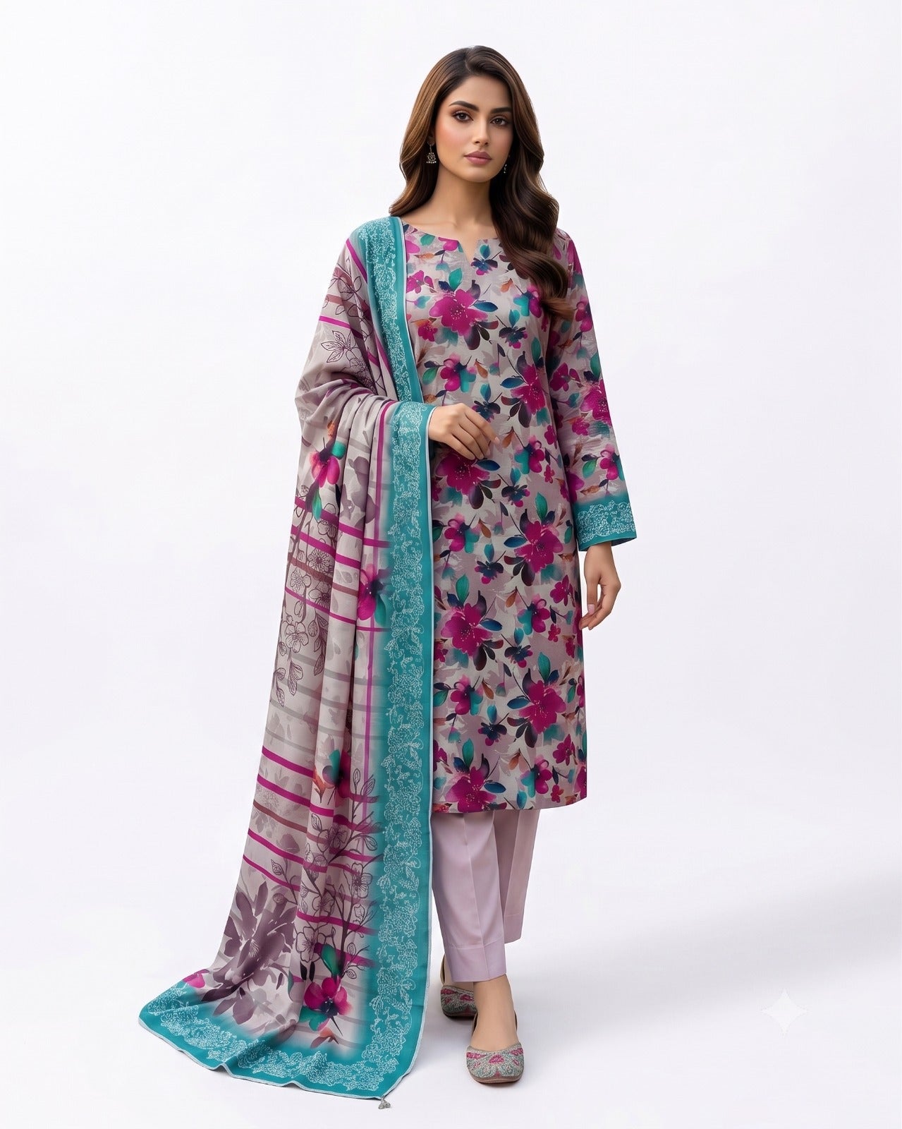 Blossom Breeze Printed 3-Piece Lawn Suit
