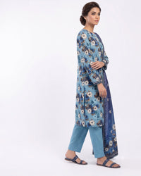 Azure Bloom Printed 3-Piece Lawn Suit