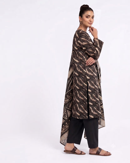 Earth Tone Abstract Printed 3-Piece Lawn Suit