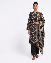 Earth Tone Abstract Printed 3-Piece Lawn Suit