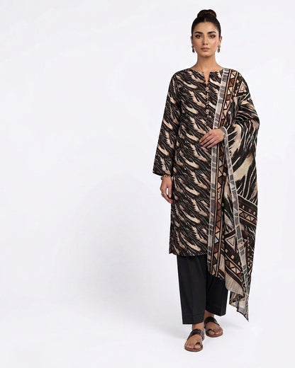 Earth Tone Abstract Printed 3-Piece Lawn Suit