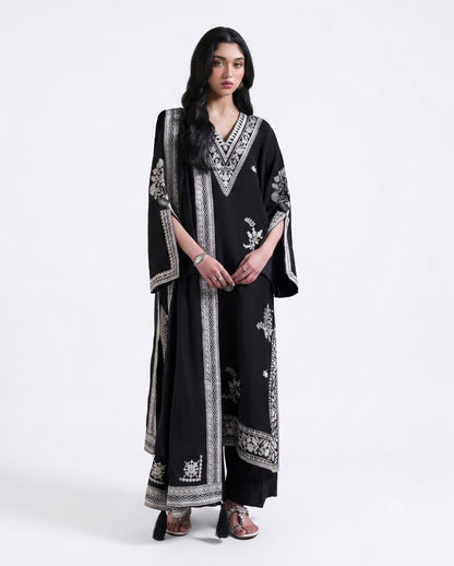 Noir Grace Embroidered 3-Piece Luxury Suit