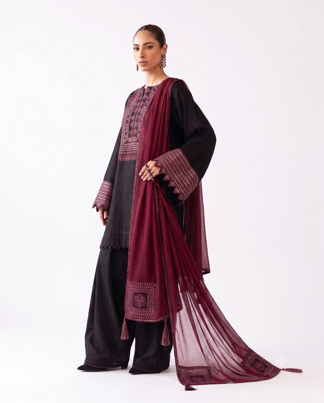 Midnight Noir Embroidered 3-Piece Luxury Suit