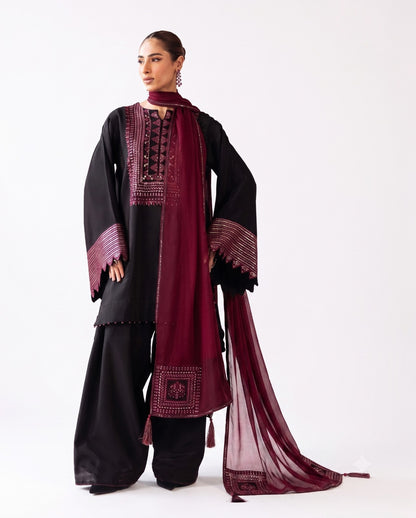 Midnight Noir Embroidered 3-Piece Luxury Suit