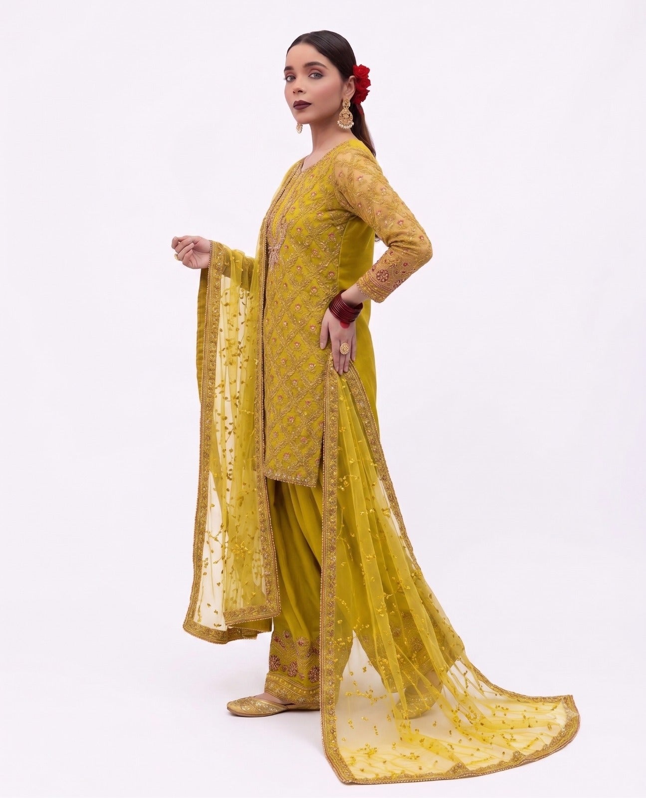 Sunshine Luxe Embroidered 3-Piece Festive Suit