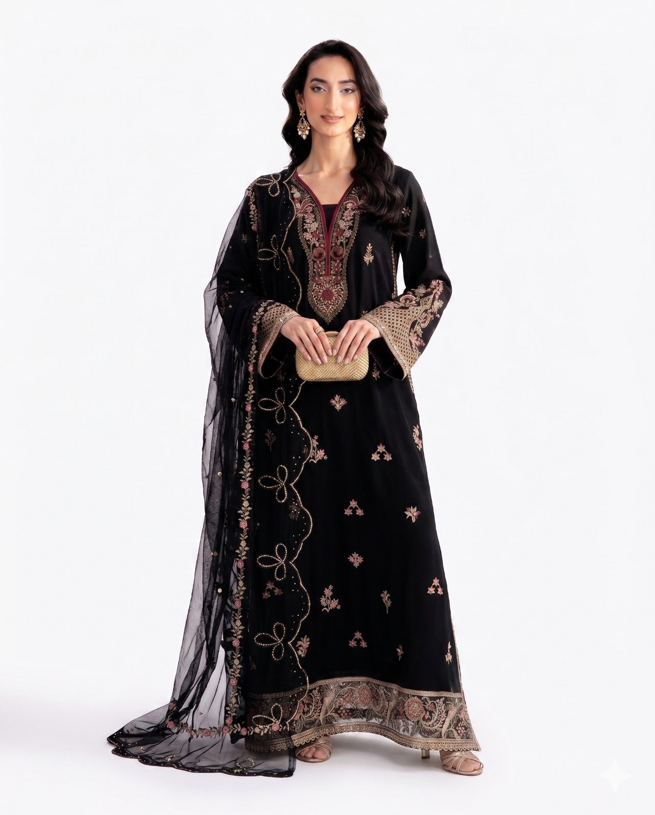 IZEL Premium Embroidered Luxury Lawn – 3-Piece Suit (AK-3337)