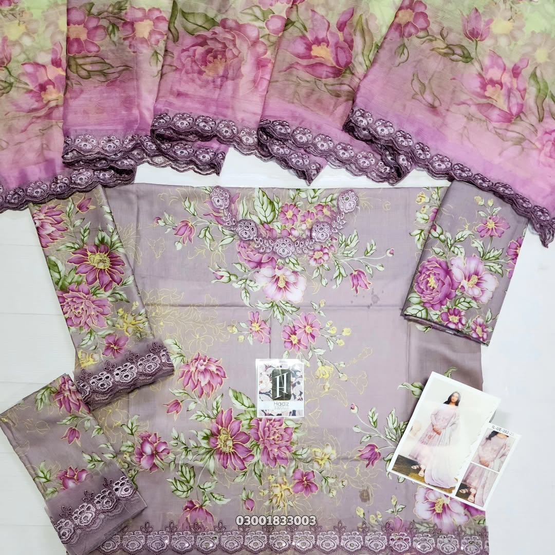 IZNIK – Lilac Embroidered Luxury Lawn 3-Piece Suit (AK-3407)